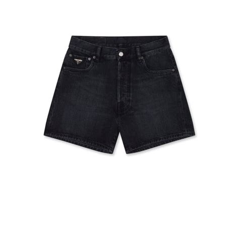 black prada shorts|prada denim shorts.